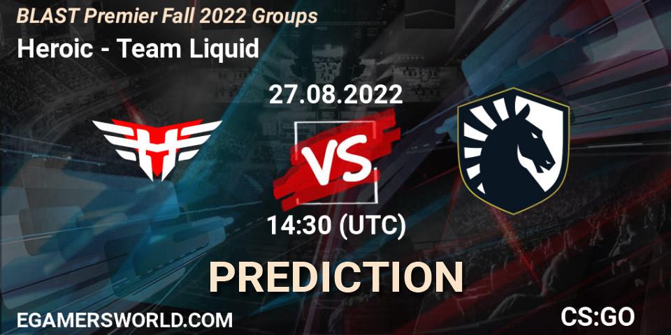 Heroic vs Team Liquid: Match Prediction. 27.08.2022 at 14:30, Counter-Strike (CS2), BLAST Premier Fall 2022 Groups