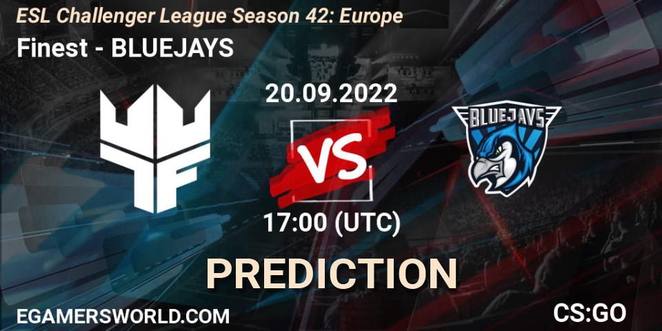 Finest vs BLUEJAYS: Match Prediction. 20.09.2022 at 17:00, Counter-Strike (CS2), ESL Challenger League Season 42: Europe