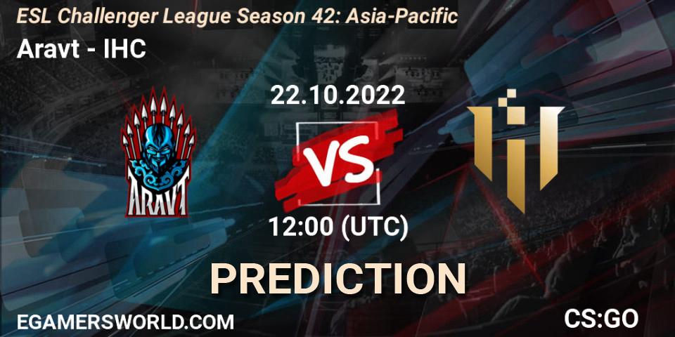 Aravt vs IHC: Match Prediction. 22.10.2022 at 12:00, Counter-Strike (CS2), ESL Challenger League Season 42: Asia-Pacific