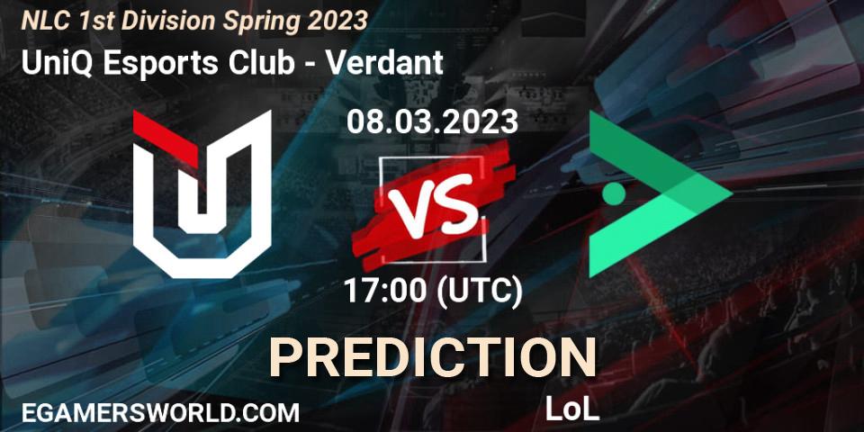 UniQ Esports Club vs Verdant: Match Prediction. 14.02.2023 at 20:00, LoL, NLC 1st Division Spring 2023