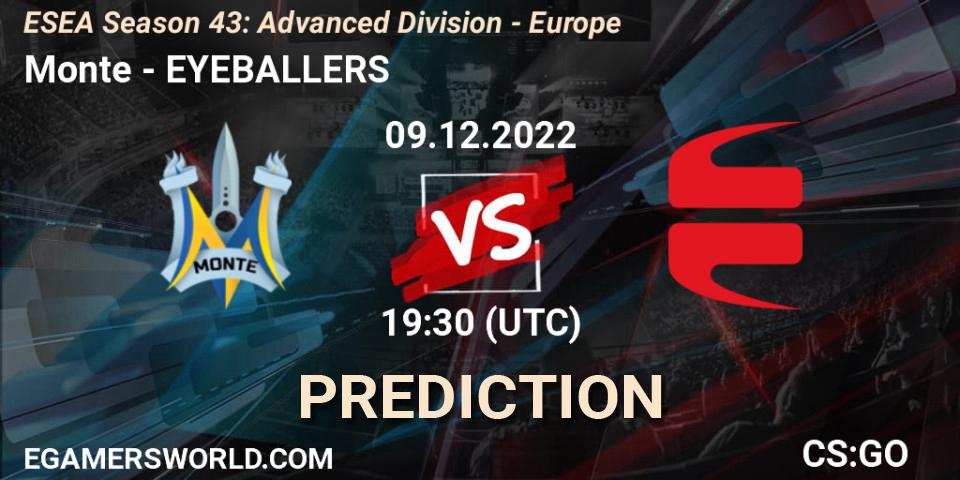 Monte vs EYEBALLERS: Match Prediction. 08.12.2022 at 15:00, Counter-Strike (CS2), ESEA Season 43: Advanced Division - Europe