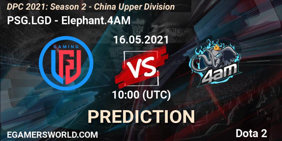 PSG.LGD vs Elephant.4AM: Match Prediction. 16.05.21, Dota 2, DPC 2021: Season 2 - China Upper Division