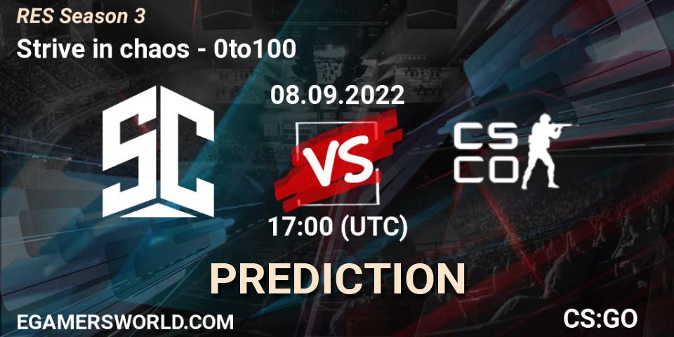 Strive in chaos vs 0to100: Match Prediction. 08.09.2022 at 17:00, Counter-Strike (CS2), RES Season 3