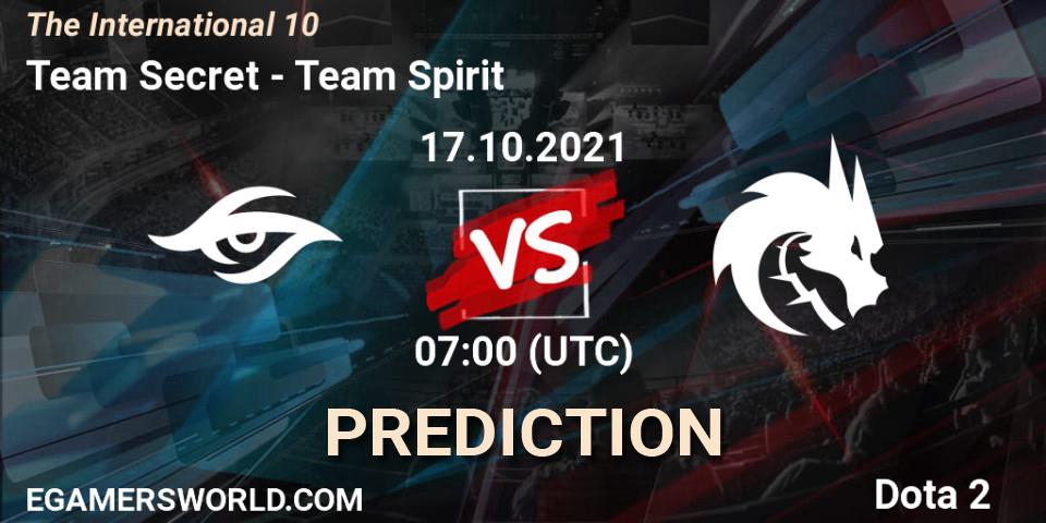 Team Secret vs Team Spirit: Match Prediction. 17.10.2021 at 07:08, Dota 2, The Internationa 2021