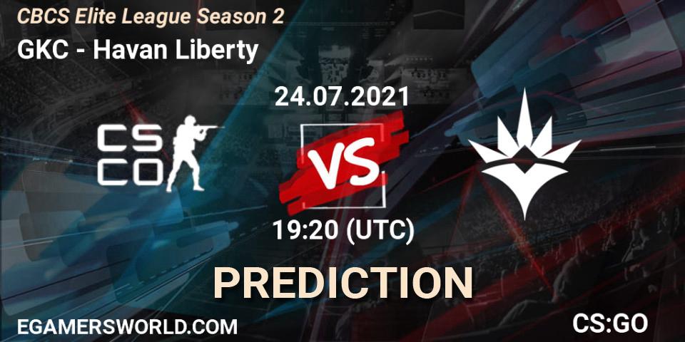 GKC vs Havan Liberty: Match Prediction. 24.07.2021 at 19:20, Counter-Strike (CS2), CBCS Elite League Season 2