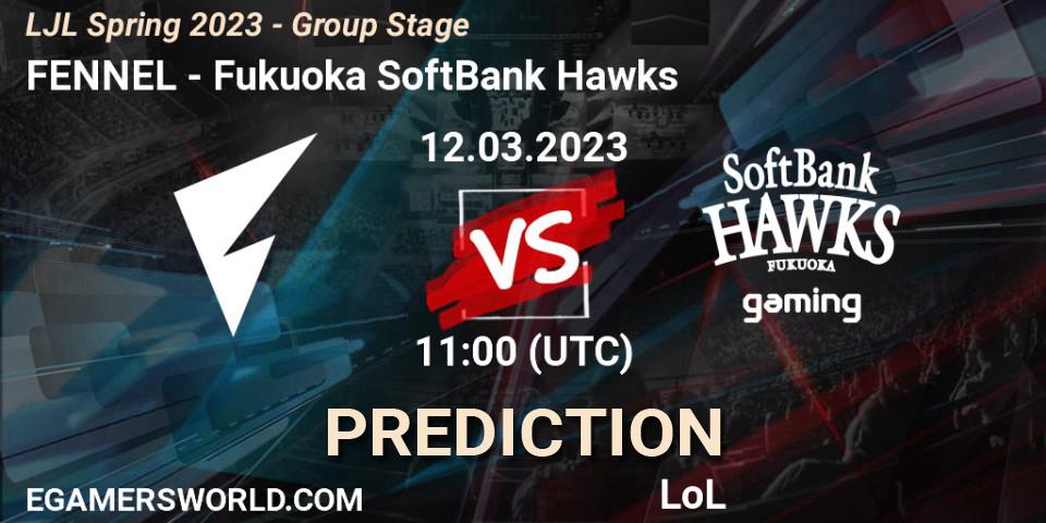 FENNEL vs Fukuoka SoftBank Hawks: Match Prediction. 12.03.23, LoL, LJL Spring 2023 - Group Stage