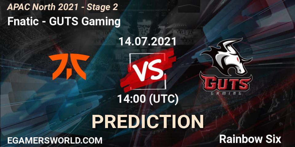 Fnatic vs GUTS Gaming: Match Prediction. 14.07.2021 at 13:00, Rainbow Six, APAC North 2021 - Stage 2