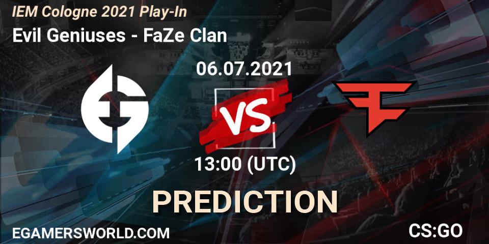 Evil Geniuses vs FaZe Clan: Match Prediction. 06.07.2021 at 13:35, Counter-Strike (CS2), IEM Cologne 2021 Play-In