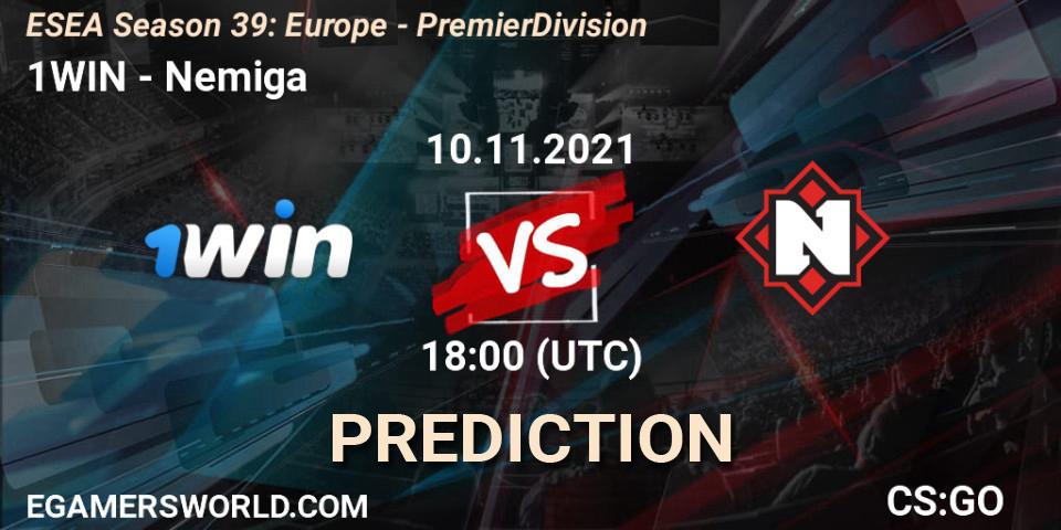 1WIN vs Nemiga Gaming: Match Prediction. 12.11.2021 at 18:00, Counter-Strike (CS2), ESEA Season 39: Europe - Premier Division