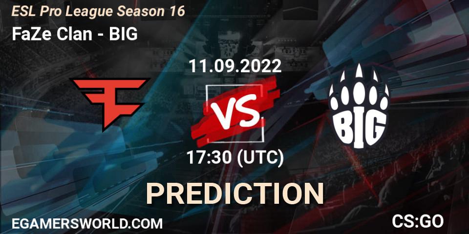 FaZe Clan vs BIG: Match Prediction. 11.09.22, CS2 (CS:GO), ESL Pro League Season 16