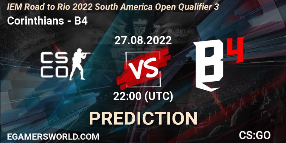 Corinthians vs B4: Match Prediction. 27.08.2022 at 22:00, Counter-Strike (CS2), IEM Road to Rio 2022 South America Open Qualifier 3