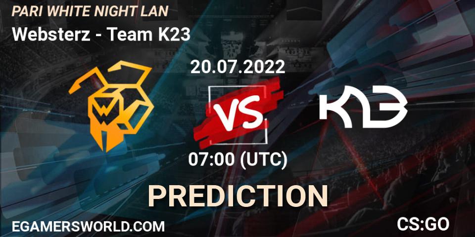 Websterz vs Team K23: Match Prediction. 20.07.22, CS2 (CS:GO), PARI WHITE NIGHT LAN