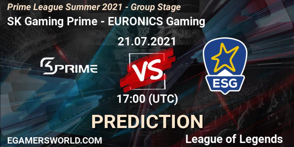 SK Gaming Prime vs EURONICS Gaming: Match Prediction. 21.07.2021 at 19:00, LoL, Prime League Summer 2021 - Group Stage