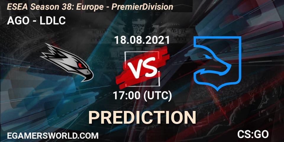 AGO vs LDLC: Match Prediction. 18.08.21, CS2 (CS:GO), ESEA Season 38: Europe Premier