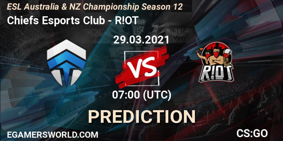 Chiefs Esports Club vs R!OT: Match Prediction. 29.03.2021 at 07:00, Counter-Strike (CS2), ESL Australia & NZ Championship Season 12