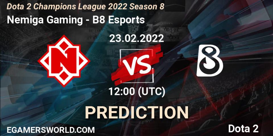 Nemiga Gaming vs B8 Esports: Match Prediction. 23.02.2022 at 12:00, Dota 2, Dota 2 Champions League 2022 Season 8