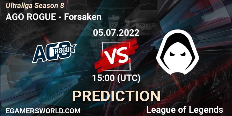 AGO ROGUE vs Forsaken: Match Prediction. 05.07.2022 at 15:00, LoL, Ultraliga Season 8
