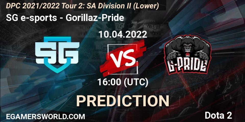 SG e-sports vs Gorillaz-Pride: Match Prediction. 10.04.22, Dota 2, DPC 2021/2022 Tour 2: SA Division II (Lower)