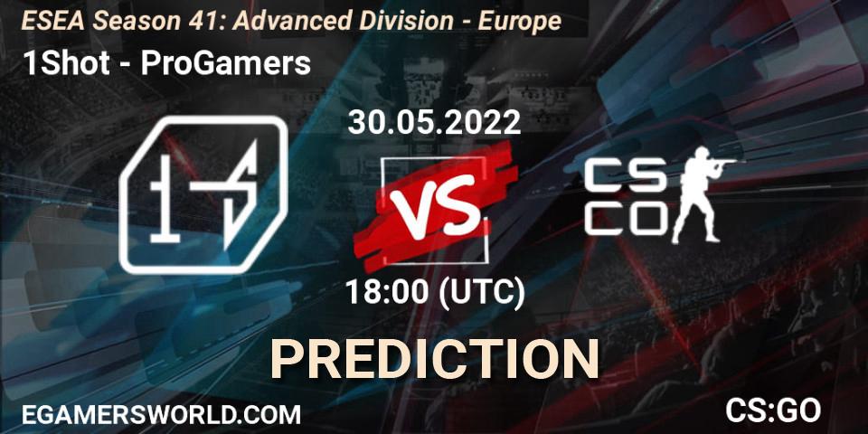 1Shot vs ProGamers: Match Prediction. 30.05.2022 at 18:00, Counter-Strike (CS2), ESEA Season 41: Advanced Division - Europe