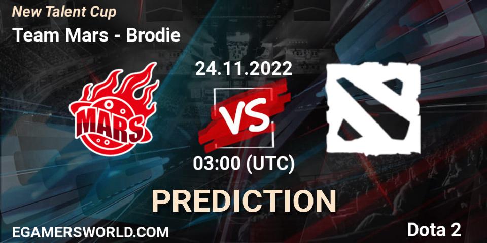 Team Mars vs Brodie: Match Prediction. 24.11.2022 at 03:00, Dota 2, New Talent Cup