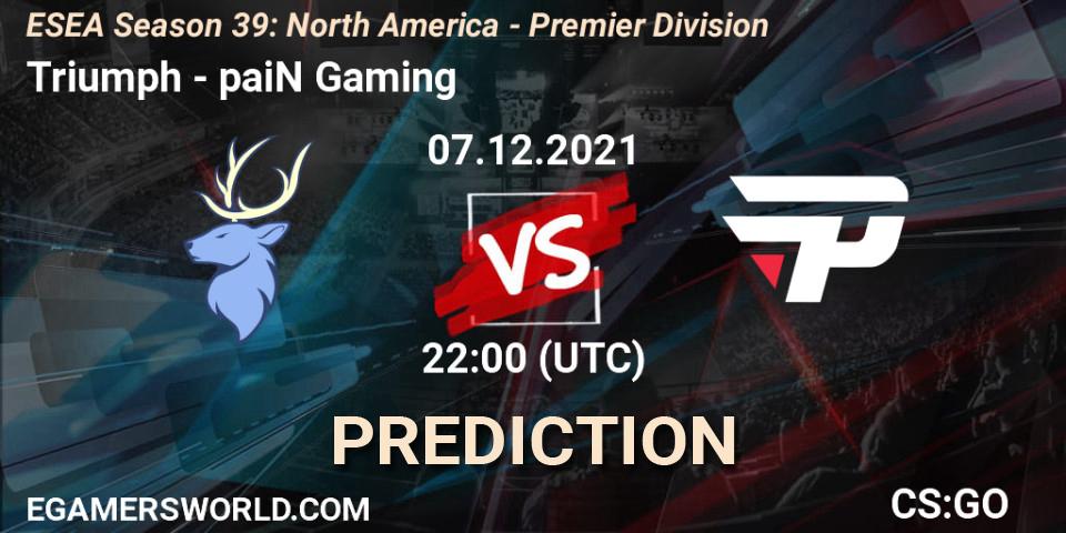 Triumph vs paiN Gaming: Match Prediction. 07.12.2021 at 22:00, Counter-Strike (CS2), ESEA Season 39: North America - Premier Division