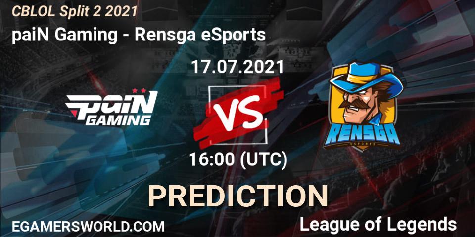 paiN Gaming vs Rensga eSports: Match Prediction. 17.07.2021 at 16:00, LoL, CBLOL Split 2 2021