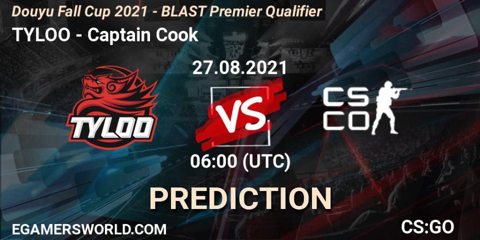 TYLOO vs Captain Cook: Match Prediction. 27.08.2021 at 06:10, Counter-Strike (CS2), Douyu Fall Cup 2021 - BLAST Premier Qualifier