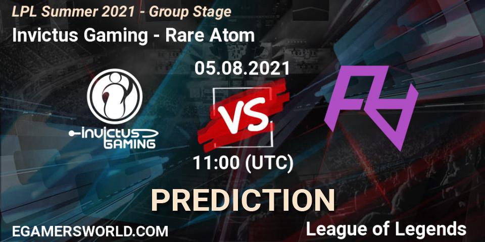 Invictus Gaming vs Rare Atom: Match Prediction. 05.08.21, LoL, LPL Summer 2021 - Group Stage