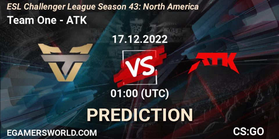 Team One vs ATK: Match Prediction. 17.12.2022 at 01:00, Counter-Strike (CS2), ESL Challenger League Season 43: North America