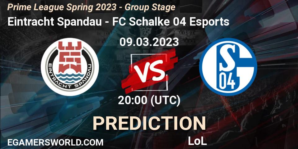 Eintracht Spandau vs FC Schalke 04 Esports: Match Prediction. 09.03.23, LoL, Prime League Spring 2023 - Group Stage