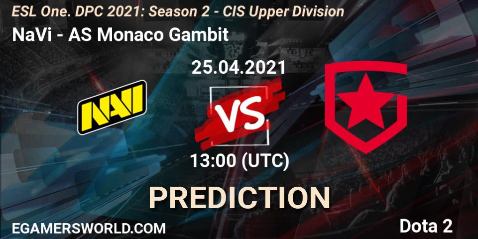 NaVi vs AS Monaco Gambit: Match Prediction. 25.04.2021 at 12:55, Dota 2, ESL One. DPC 2021: Season 2 - CIS Upper Division