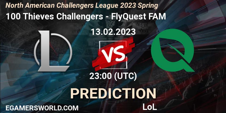 100 Thieves Challengers vs FlyQuest FAM: Match Prediction. 13.02.23, LoL, NACL 2023 Spring - Group Stage