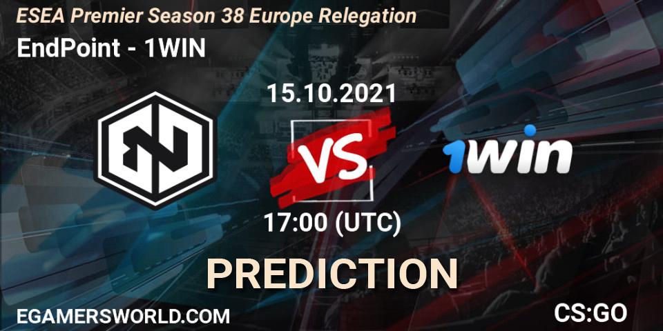 EndPoint vs 1WIN: Match Prediction. 15.10.2021 at 17:00, Counter-Strike (CS2), ESEA Premier Season 38 Europe Relegation
