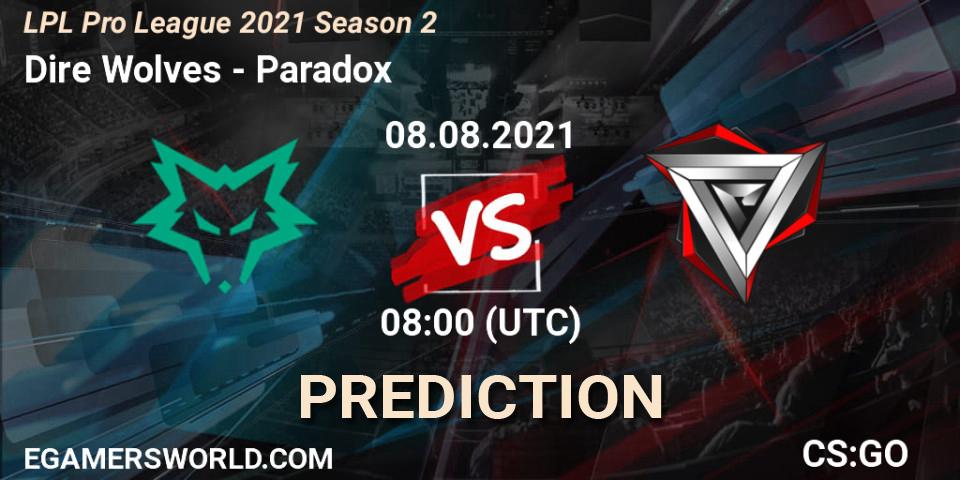 Dire Wolves vs Paradox: Match Prediction. 08.08.2021 at 05:00, Counter-Strike (CS2), LPL Pro League 2021 Season 2