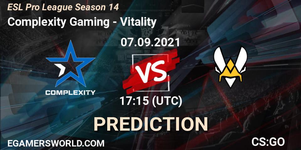 Complexity Gaming vs Vitality: Match Prediction. 07.09.2021 at 17:35, Counter-Strike (CS2), ESL Pro League Season 14
