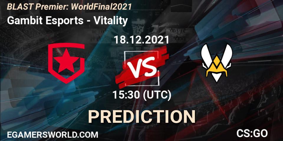 Gambit Esports vs Vitality: Match Prediction. 18.12.21, CS2 (CS:GO), BLAST Premier: World Final 2021