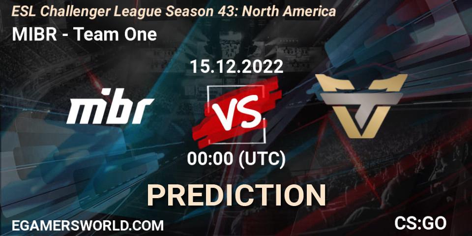 MIBR vs Team One: Match Prediction. 15.12.22, CS2 (CS:GO), ESL Challenger League Season 43: North America