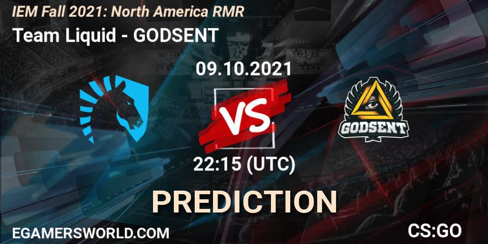 Team Liquid vs GODSENT: Match Prediction. 09.10.2021 at 22:15, Counter-Strike (CS2), IEM Fall 2021: North America RMR