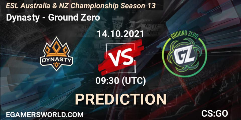Dynasty vs Ground Zero: Match Prediction. 14.10.21, CS2 (CS:GO), ESL Australia & NZ Championship Season 13