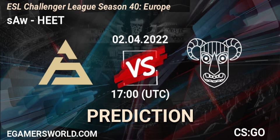 sAw vs HEET: Match Prediction. 02.04.2022 at 17:00, Counter-Strike (CS2), ESL Challenger League Season 40: Europe