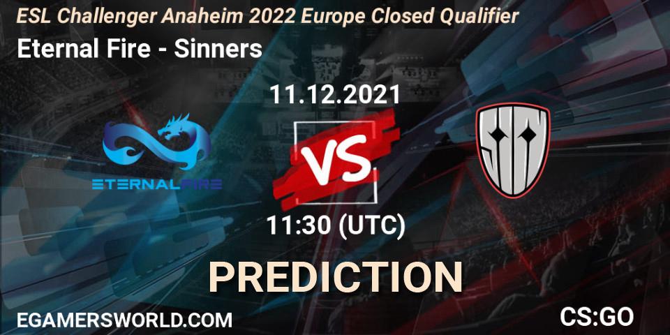 Eternal Fire vs Sinners: Match Prediction. 11.12.2021 at 11:30, Counter-Strike (CS2), ESL Challenger Anaheim 2022 Europe Closed Qualifier