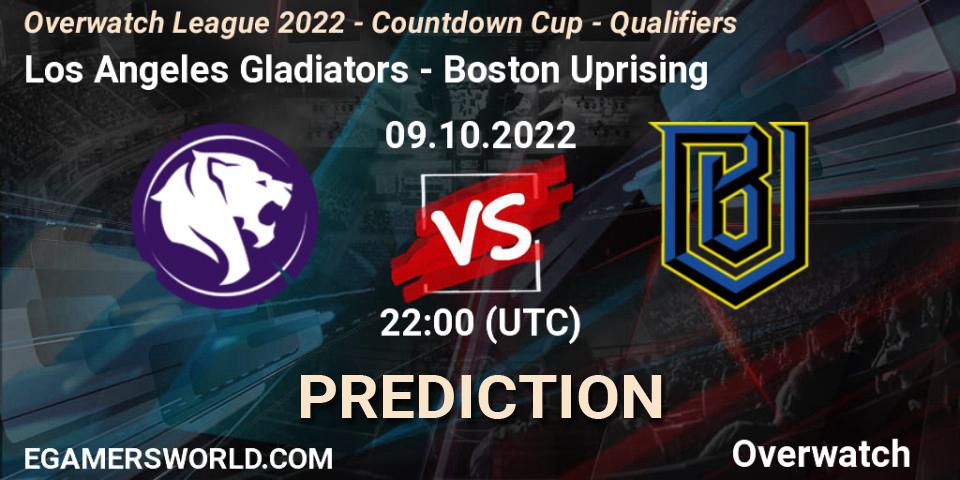 Los Angeles Gladiators vs Boston Uprising: Match Prediction. 09.10.2022 at 22:30, Overwatch, Overwatch League 2022 - Countdown Cup - Qualifiers