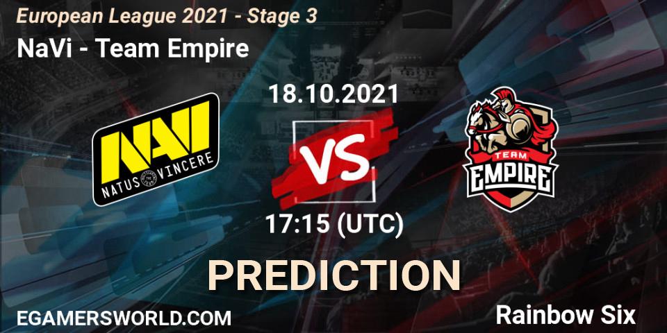 NaVi vs Team Empire: Match Prediction. 21.10.21, Rainbow Six, European League 2021 - Stage 3