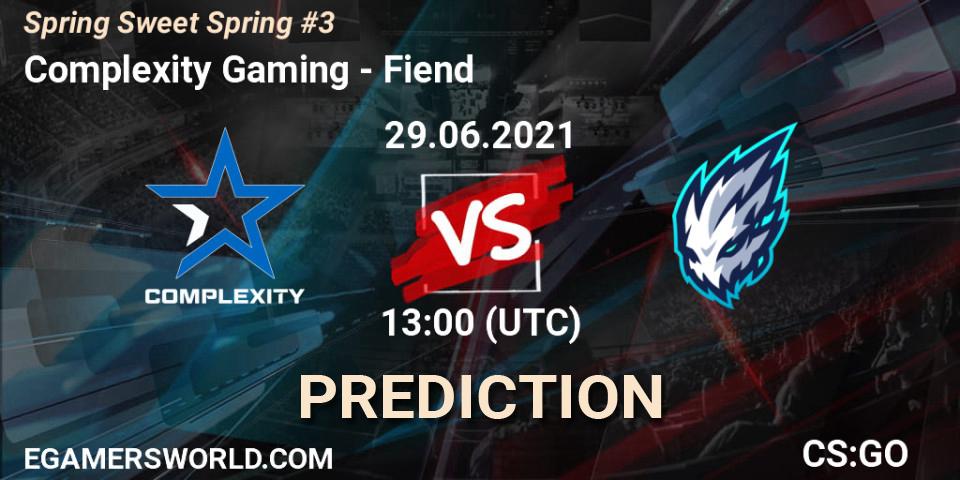 Complexity Gaming vs Fiend: Match Prediction. 29.06.2021 at 13:00, Counter-Strike (CS2), Spring Sweet Spring #3