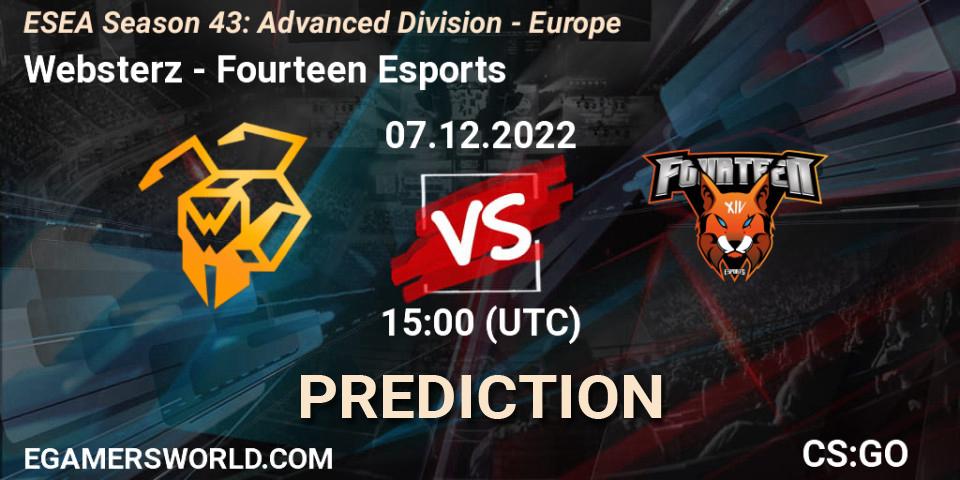 Websterz vs Fourteen Esports: Match Prediction. 07.12.22, CS2 (CS:GO), ESEA Season 43: Advanced Division - Europe