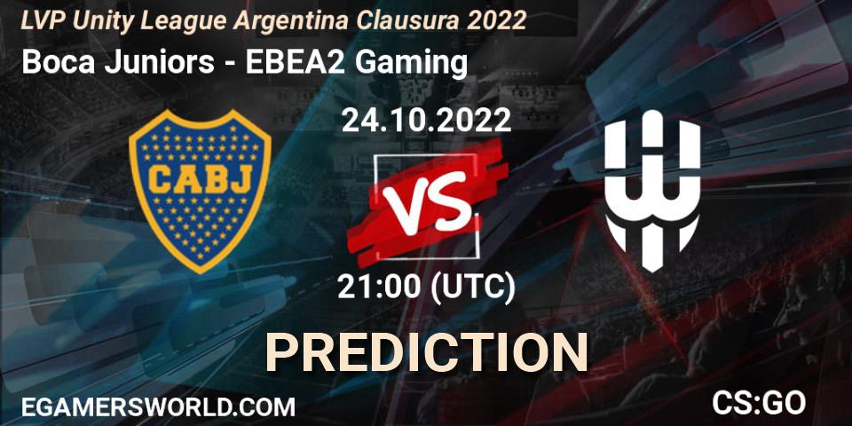 Boca Juniors vs EBEA2 Gaming: Match Prediction. 24.10.2022 at 21:00, Counter-Strike (CS2), LVP Unity League Argentina Clausura 2022