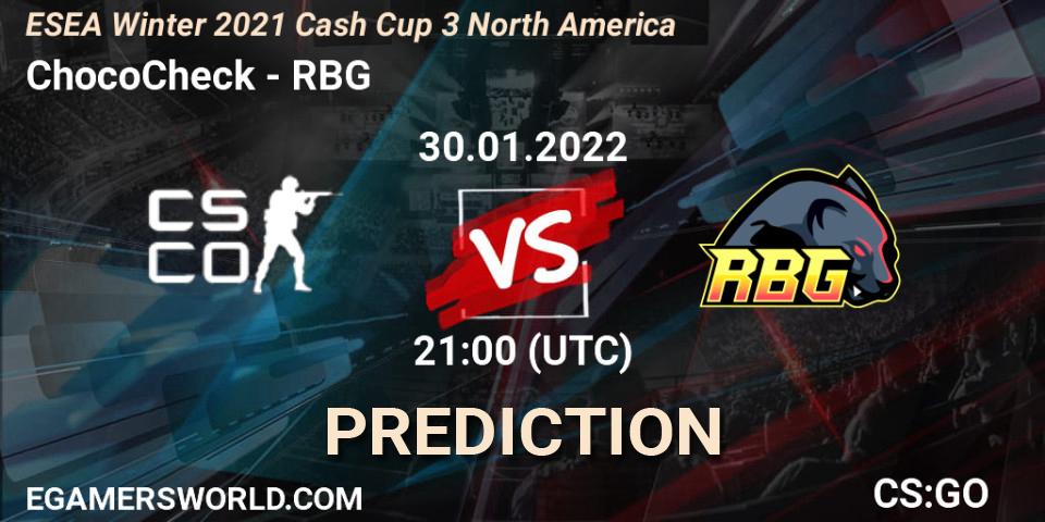 ChocoCheck vs RBG: Match Prediction. 30.01.22, CS2 (CS:GO), ESEA Cash Cup: North America - Winter 2022 #3