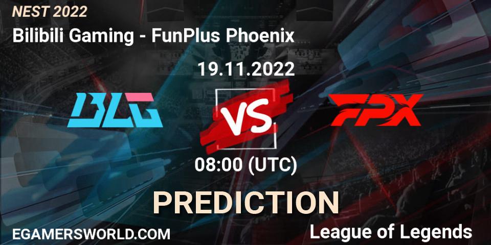 Bilibili Gaming vs FunPlus Phoenix: Match Prediction. 19.11.2022 at 08:30, LoL, NEST 2022