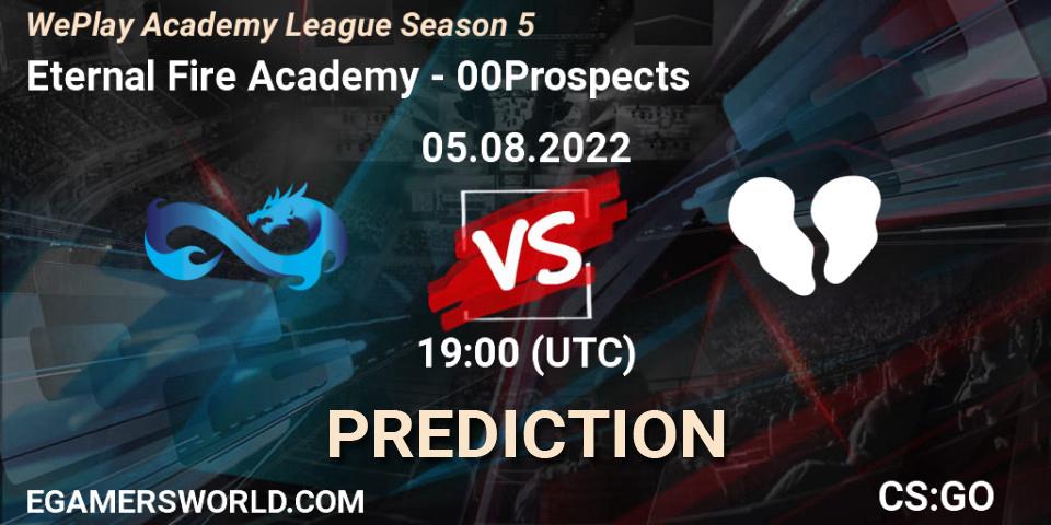 Eternal Fire Academy vs 00Prospects: Match Prediction. 05.08.2022 at 19:00, Counter-Strike (CS2), WePlay Academy League Season 5