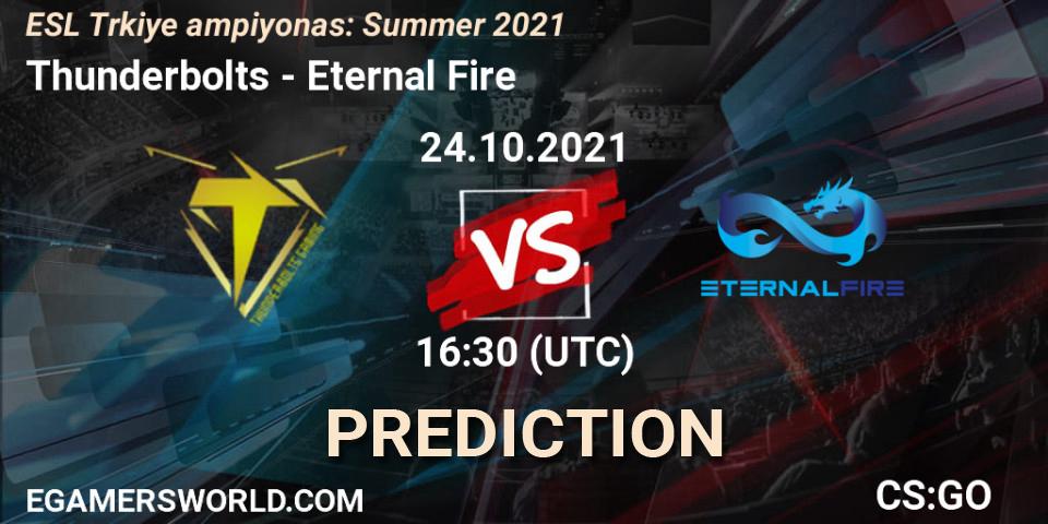 Thunderbolts vs Eternal Fire: Match Prediction. 24.10.2021 at 16:40, Counter-Strike (CS2), ESL Türkiye Şampiyonası: Summer 2021